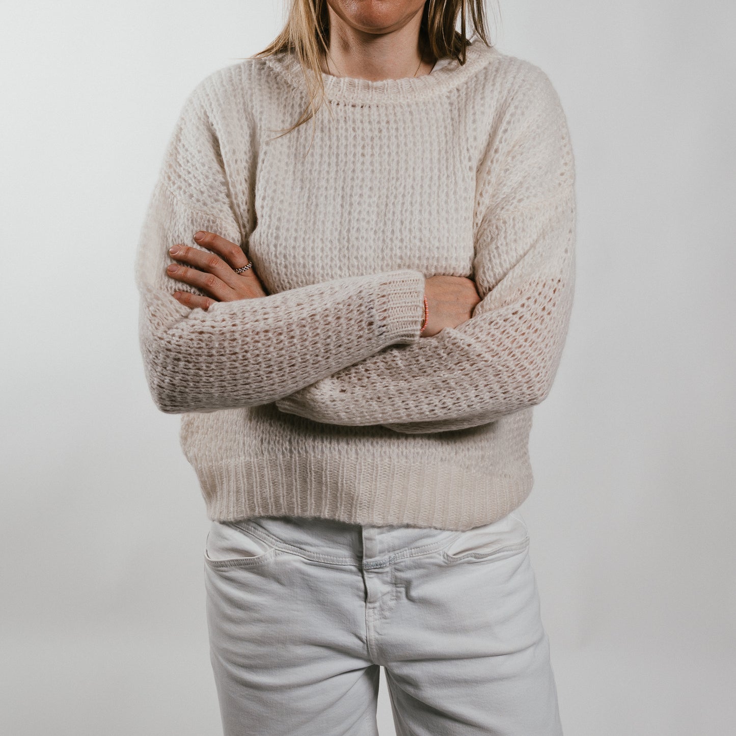 THE INNER PEACE Lochstrickmuster-Pullover in Kaschmir & Seide