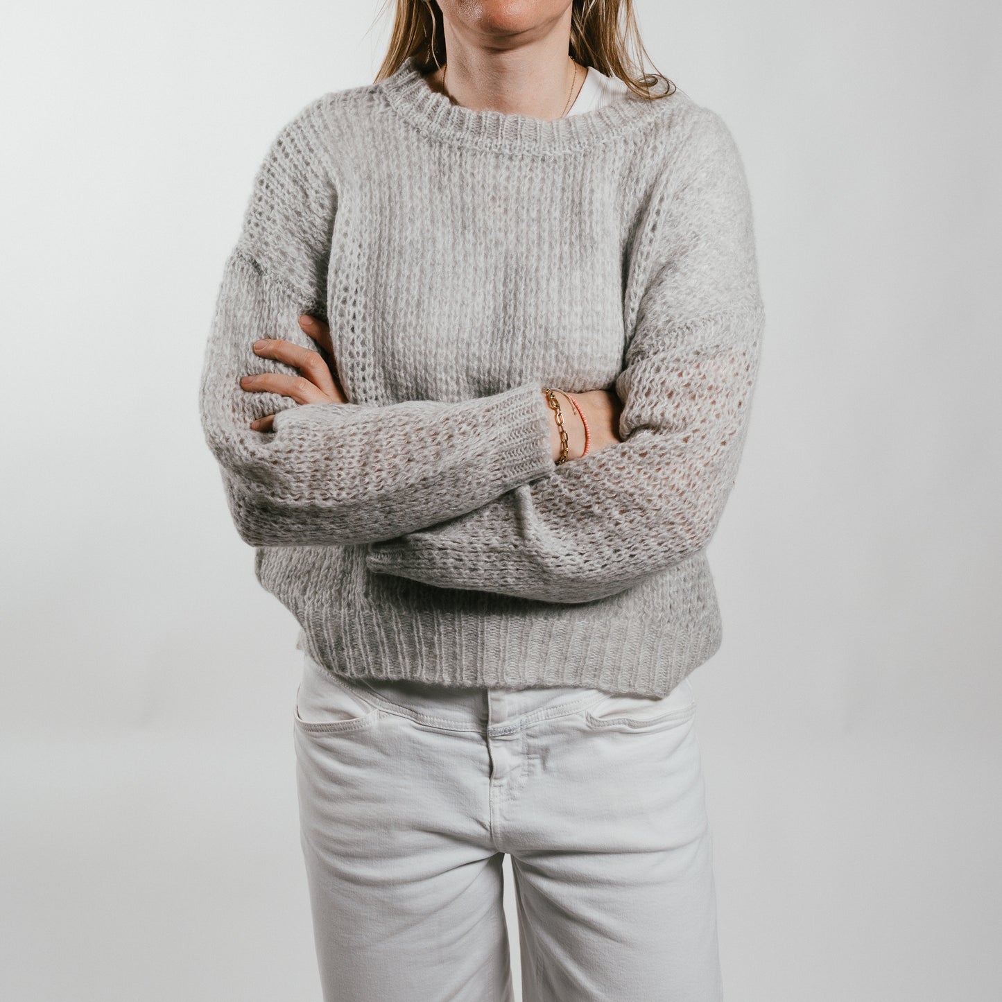 THE INNER PEACE Lochstrickmuster-Pullover in Kaschmir & Seide